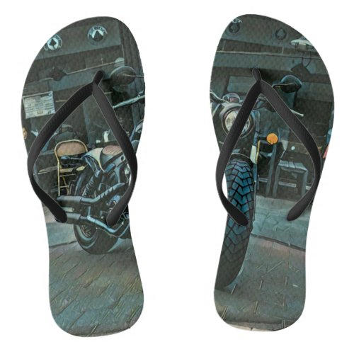 retro motorcycles motorcyclist gift flip flops