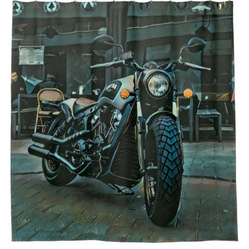 retro motorcycles motorcyclist gift shower curtain