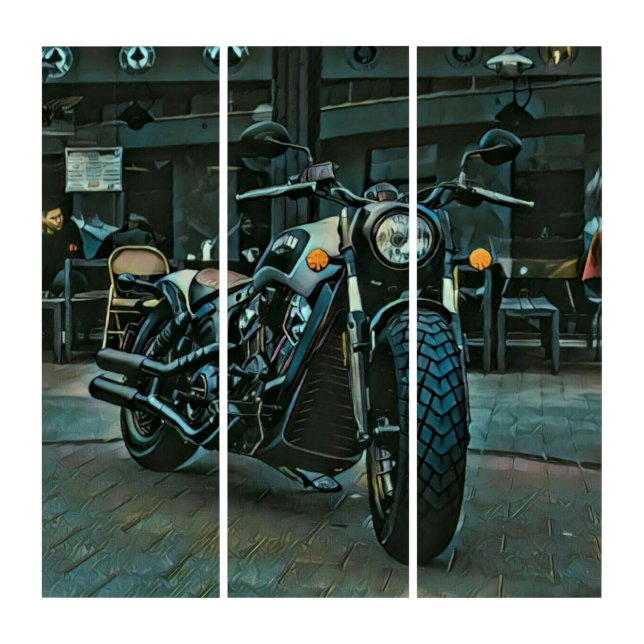 retro motorcycles motorcyclist gift triptych (Front)