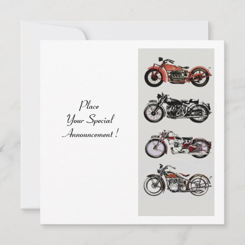 RETRO MOTORCYCLES  PARTY Red Black White Champagne Invitation