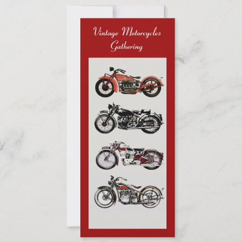 RETRO MOTORCYCLES  PARTY Red Black White Grey Invitation