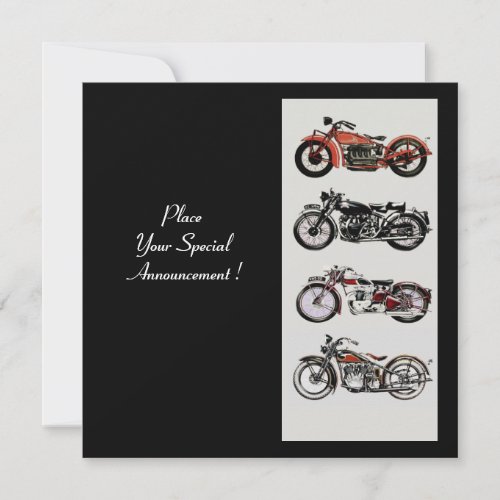 RETRO MOTORCYCLES  PARTY Red Black White Invitation