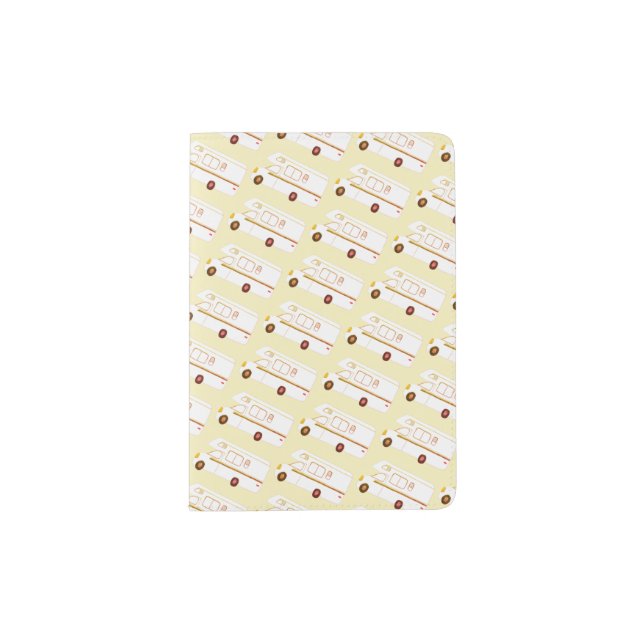 Retro Motorhome on Butter Yellow Passport Holder (Front)