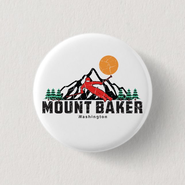 Retro Mount Baker Ski Button (Front)