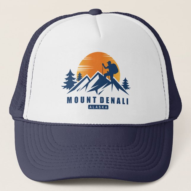 Retro Mount Denali Hike T-Shirt Trucker Hat (Front)