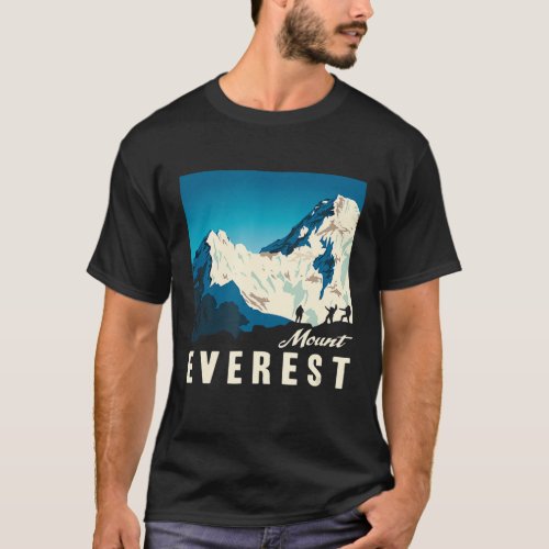 Retro Mount Everest Climbing Travel Poster T_Shirt