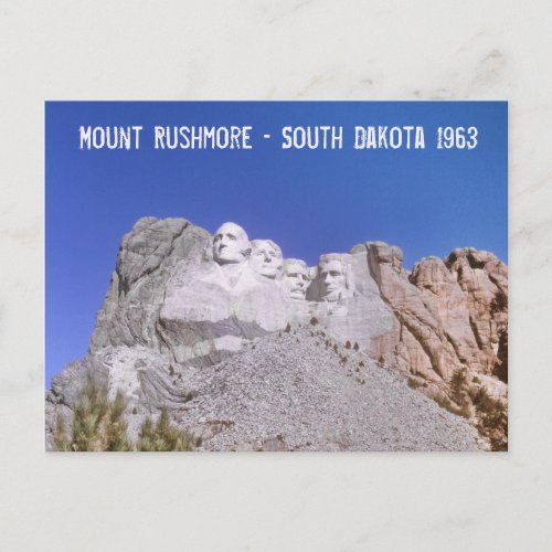Retro Mount Rushmore _ South Dakota 1963 Postcard