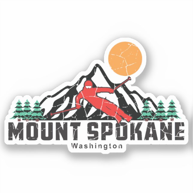 Retro Mount Spokane Ski  Sticker (Front)
