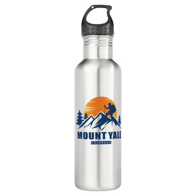 Retro Mount Yale Hike T-Shirt Stainless Steel Water Bottle (Front)