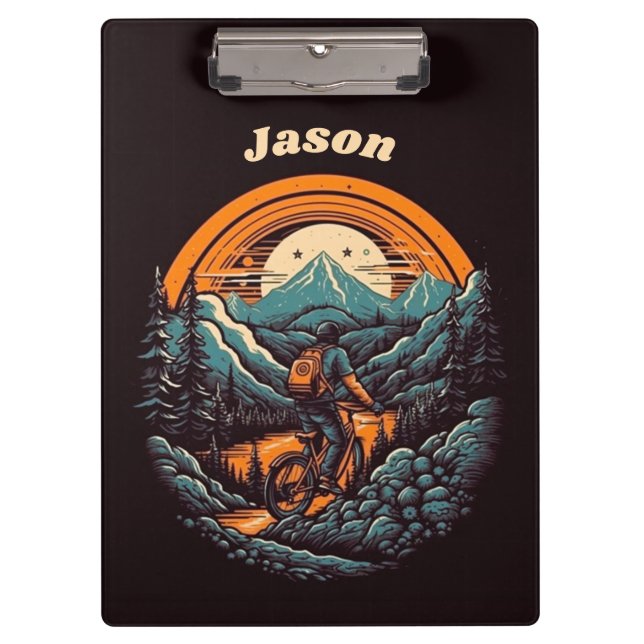 Retro Mountain Adventure Cycling Life, custom Clipboard (Front)