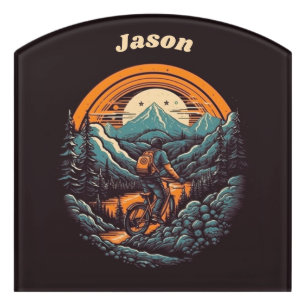 Retro Mountain Adventure Cycling Life, custom Door Sign