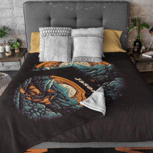 Retro Mountain Adventure Cycling Life, custom Fleece Blanket