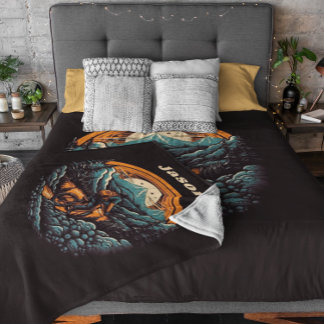 Retro Mountain Adventure Cycling Life, custom Fleece Blanket