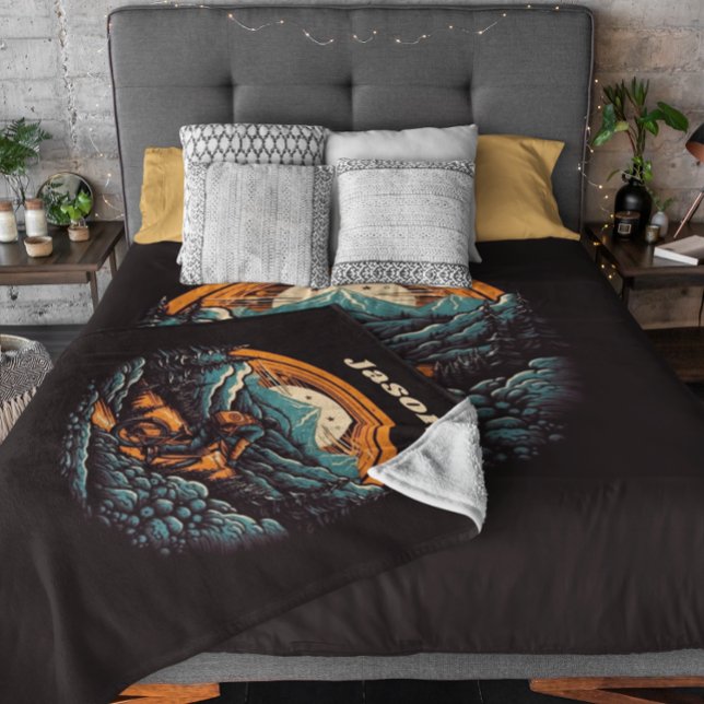 Retro Mountain Adventure Cycling Life, custom Fleece Blanket (Creator Uploaded)
