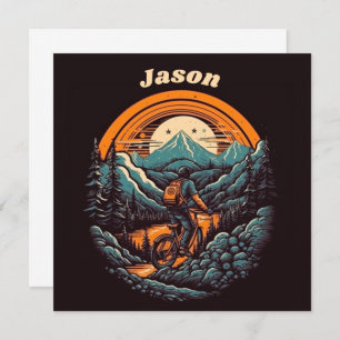 Retro Mountain Adventure Cycling Life, custom Invitation