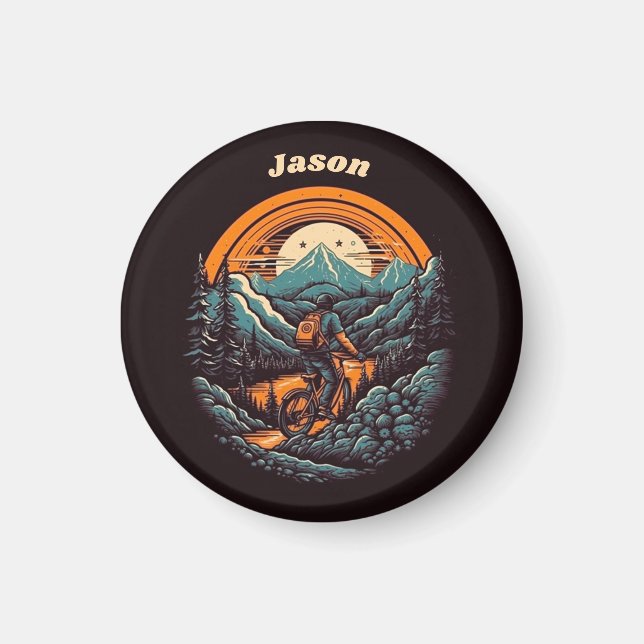 Retro Mountain Adventure Cycling Life, custom Magnet (Front)