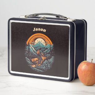 Retro Mountain Adventure Cycling Life, custom Metal Lunch Box