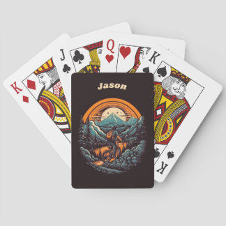 Retro Mountain Adventure Cycling Life, custom Poker Cards