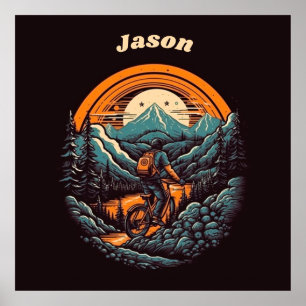 Retro Mountain Adventure Cycling Life, custom Poster