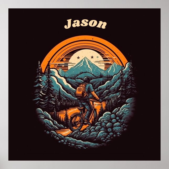 Retro Mountain Adventure Cycling Life, custom Poster (Front)