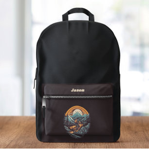 Retro Mountain Adventure Cycling Life, custom Printed Backpack