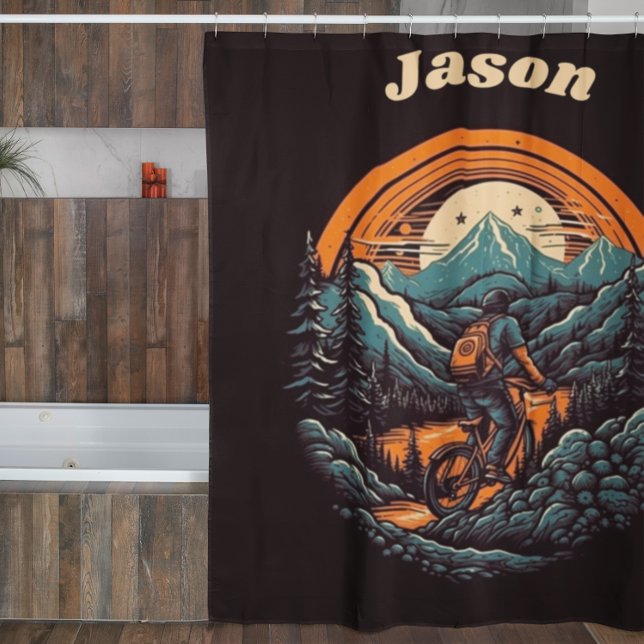 Retro Mountain Adventure Cycling Life, custom Shower Curtain (Creator Uploaded)