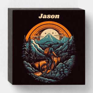Retro Mountain Adventure Cycling Life, custom Wooden Box Sign