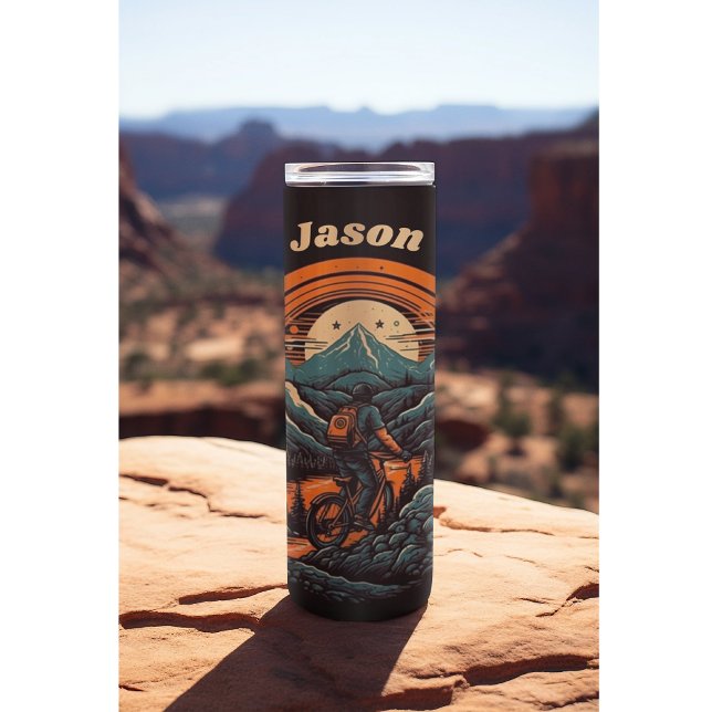Retro Mountain Adventure Cycling Life Customizable Thermal Tumbler (Creator Uploaded)
