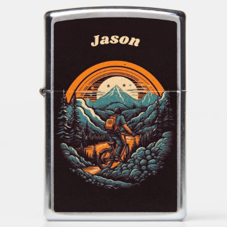 Retro Mountain Adventure Cycling Life Customizable Zippo Lighter