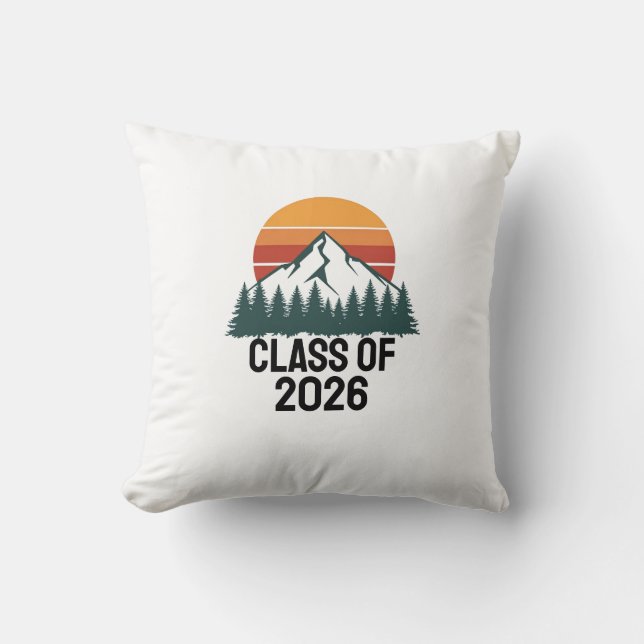 Retro Mountain Adventure Peak  Throw Pillow (Front)