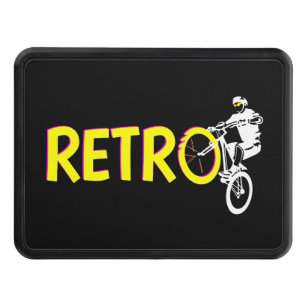 Retro mountain bike rider trailer hitch cover