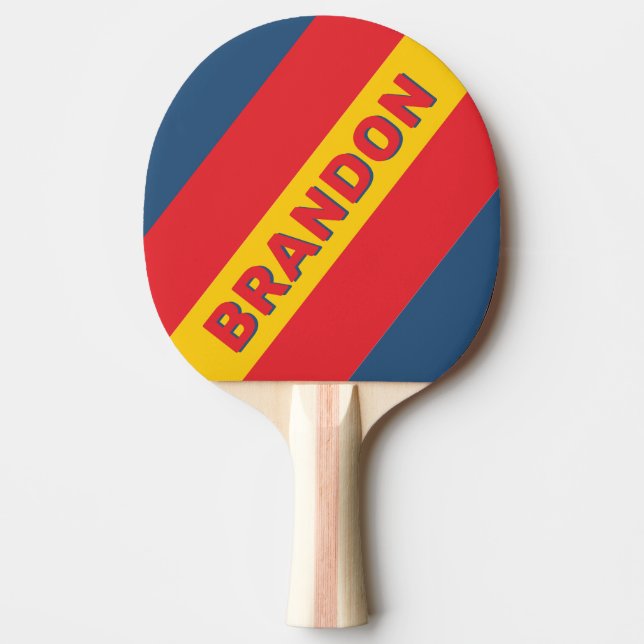 Retro Mountain Bold Stripes with Name Ping Pong Paddle (Front)