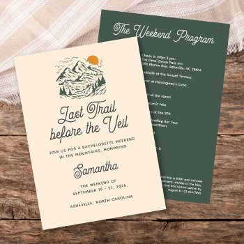 Retro Mountain Camp Bachelorette Itinerary Weekend Invitation by AtelierAdair at Zazzle