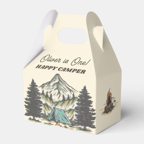 Retro Mountain Camping Birthday Happy Camper Favor Boxes