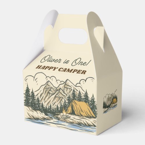 Retro Mountain Camping Birthday Happy Camper Favor Boxes