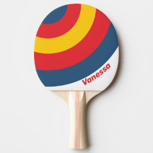 Retro Mountain Circle Stripe with Name Ping Pong Paddle