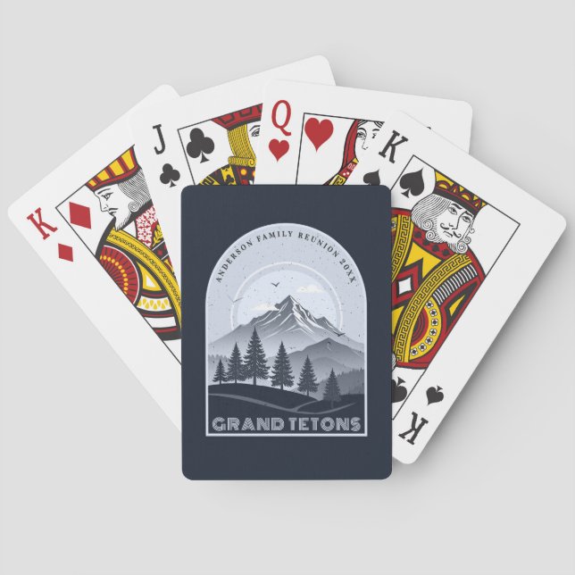 Retro Mountain Family Vacation Blue ID1136 Poker Cards (Back)