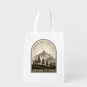 Retro Mountain Family Vacation Brown ID1136 Grocery Bag