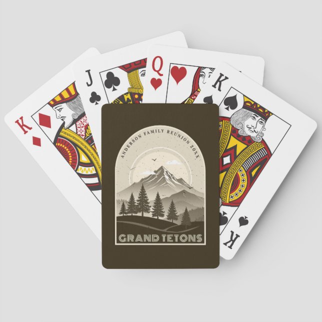 Retro Mountain Family Vacation Brown ID1136 Poker Cards (Back)