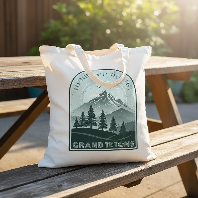 Retro Mountain Family Vacation Teal ID1136 Grocery Bag (Creator Uploaded)