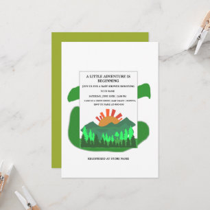 Retro Mountain Forest Baby Shower Invitation Sage