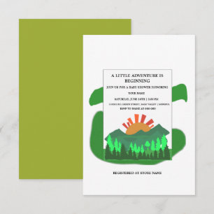 Retro Mountain Forest Baby Shower Invitation Sage