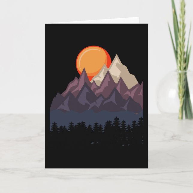 RETRO MOUNTAIN FOREST Funny Hiking Hikers Wanderer Card (Front)