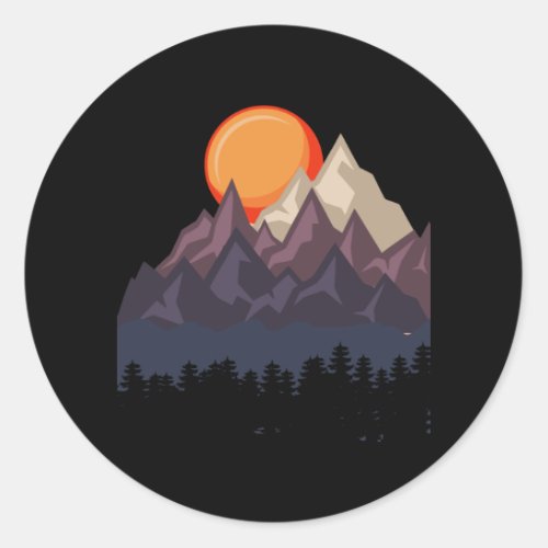 RETRO MOUNTAIN FOREST Funny Hiking Hikers Wanderer Classic Round Sticker