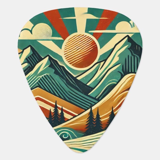Retro Mountain Guitar Pick – Vintage-Inspired (Front)