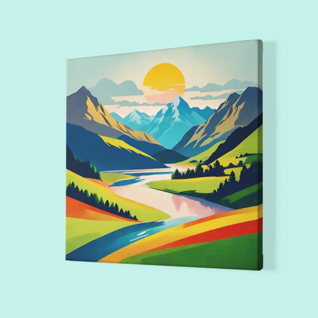 Retro Mountain Landscape Acrylic Wall Art (Creator Uploaded)