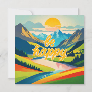 Retro Mountain Landscape  Holiday Card