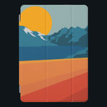 Retro Mountain Landscape Illustration Orange Blue<br><div class="desc">This stylish iPad case features a colorful and bold illustration of a retro mountain landscape in red,  orange,  and blue.</div>