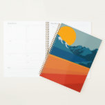 Retro Mountain Landscape Illustration Orange Blue Planner<br><div class="desc">This stylish undated 2021 weekly and monthly planner features a colorful and bold illustration of a retro mountain landscape in red,  orange,  and blue.</div>