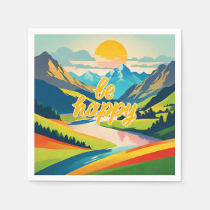 Retro Mountain Landscape Napkins